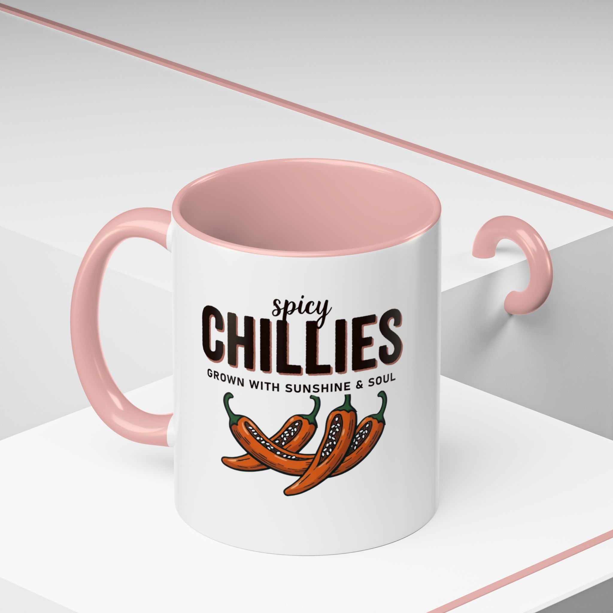 Spicy Chillies Accent Coffee Mug — Spicy Chillies: Grown with Sunshine & Soul
