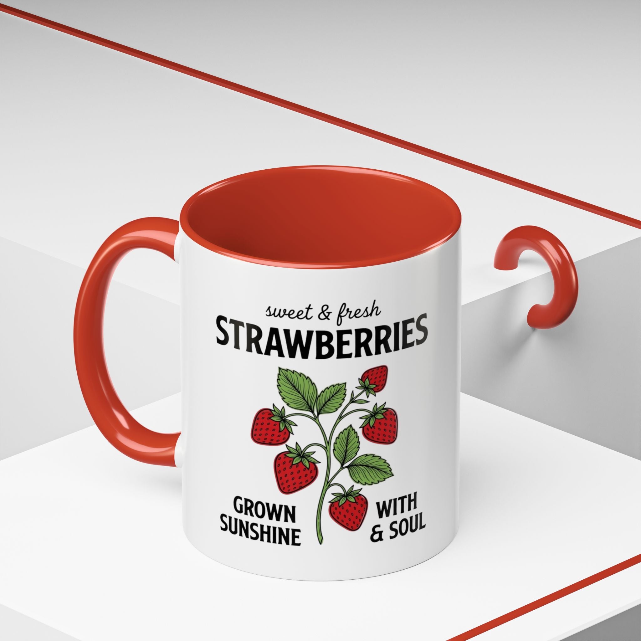 Strawberries Coffee Mug - "Sweet & Fresh" Accent Ceramic Mug
