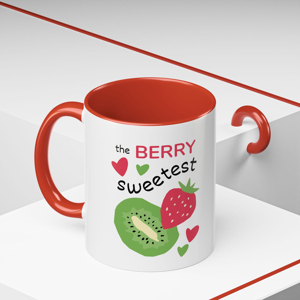Coffee Mug — "The Berry Sweetest" Strawberry & Kiwi Accent Mug