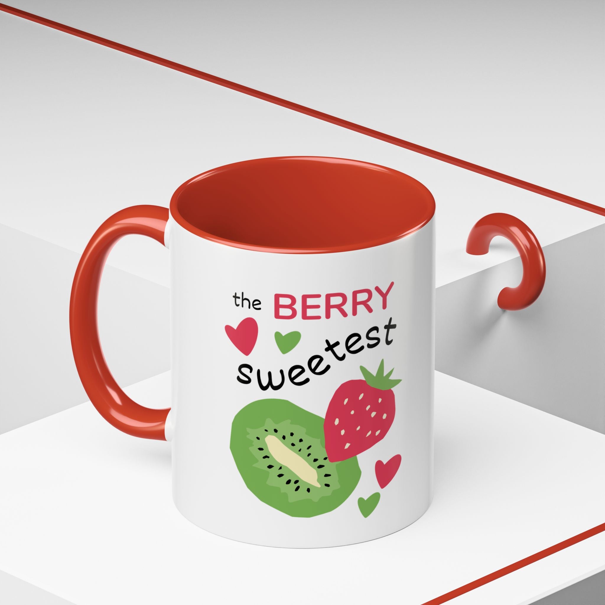 Coffee Mug — "The Berry Sweetest" Strawberry & Kiwi Accent Mug