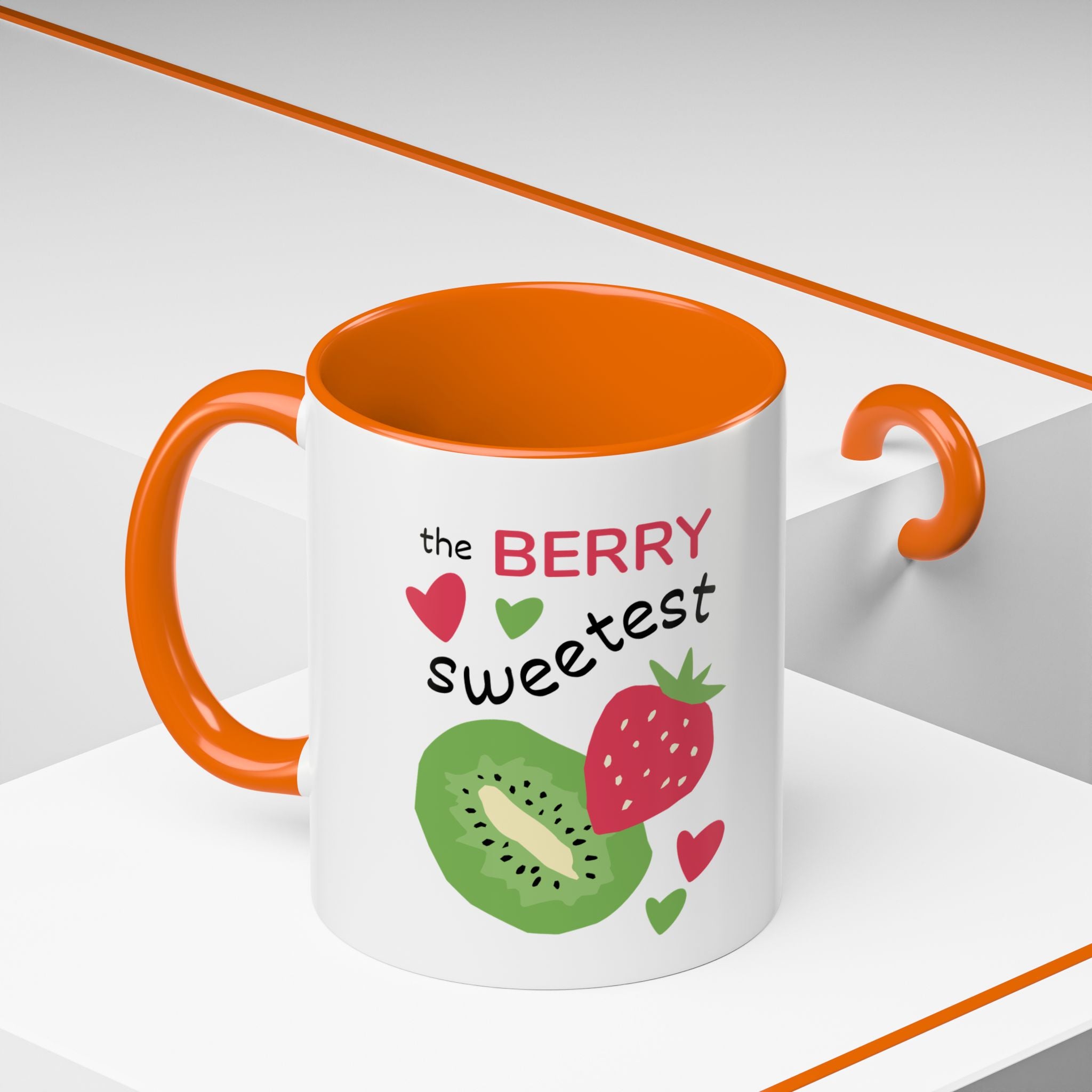 Coffee Mug — "The Berry Sweetest" Strawberry & Kiwi Accent Mug