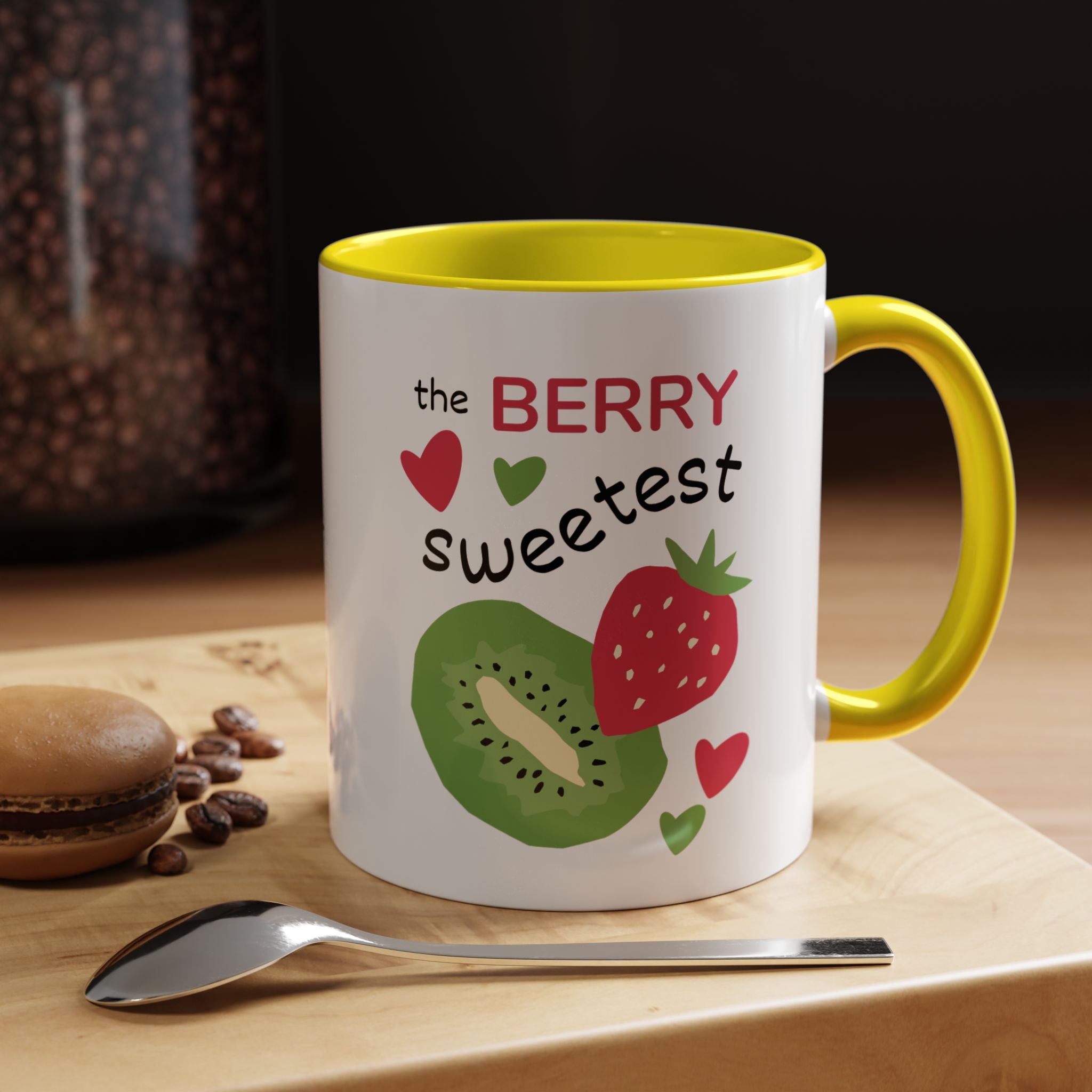 Coffee Mug — "The Berry Sweetest" Strawberry & Kiwi Accent Mug