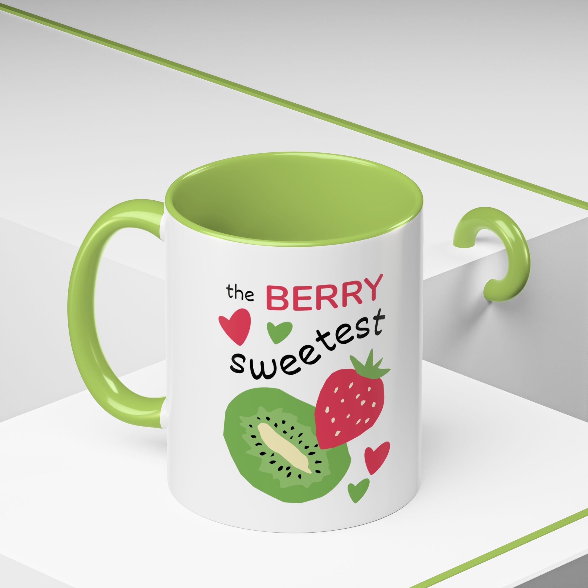 Coffee Mug — "The Berry Sweetest" Strawberry & Kiwi Accent Mug