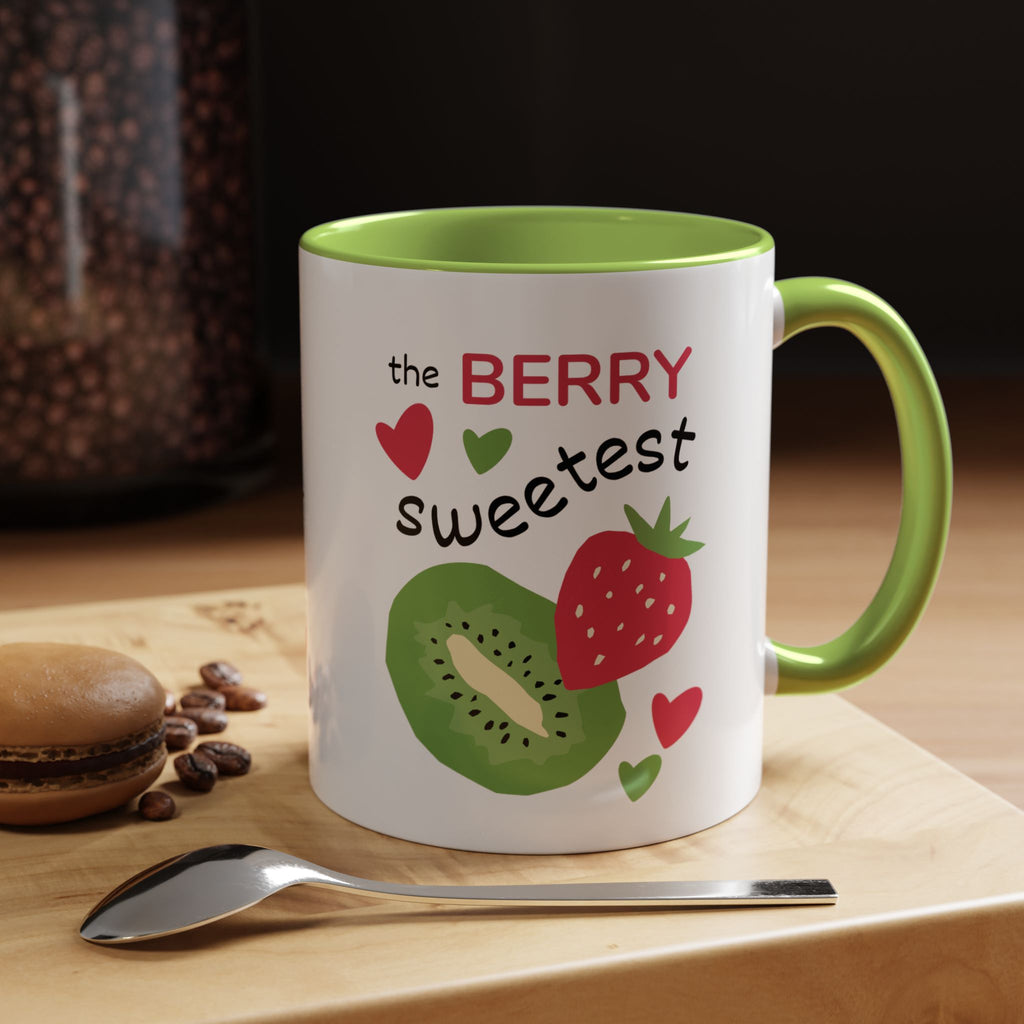 Coffee Mug — "The Berry Sweetest" Strawberry & Kiwi Accent Mug