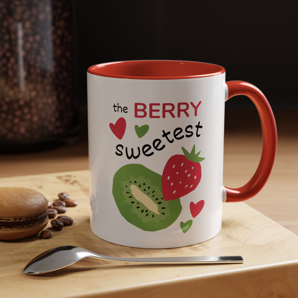 Coffee Mug — "The Berry Sweetest" Strawberry & Kiwi Accent Mug