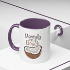 Mentally on a Beach Coffee Mug — Coconut Graphic Accent Mug