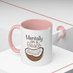 Mentally on a Beach Coffee Mug — Coconut Graphic Accent Mug