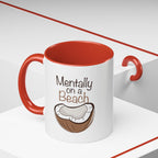 Mentally on a Beach Coffee Mug — Coconut Graphic Accent Mug