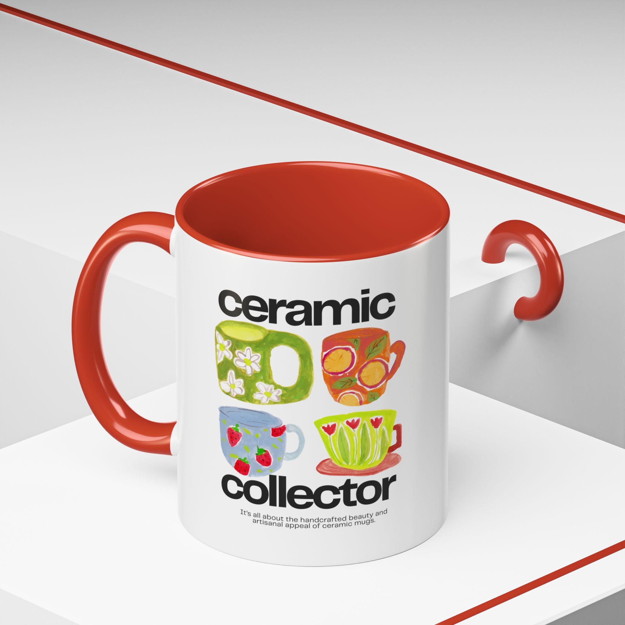 Retro Teacup Illustration  Accent Coffee Mug