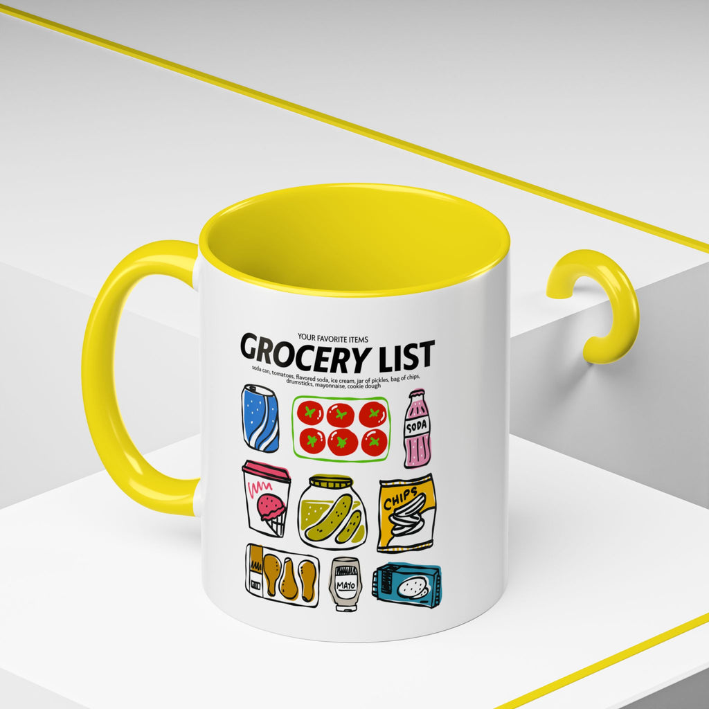 Grocery List Accent Coffee Mug – Funny Illustrated Pantry Icons