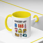 Grocery List Accent Coffee Mug – Funny Illustrated Pantry Icons