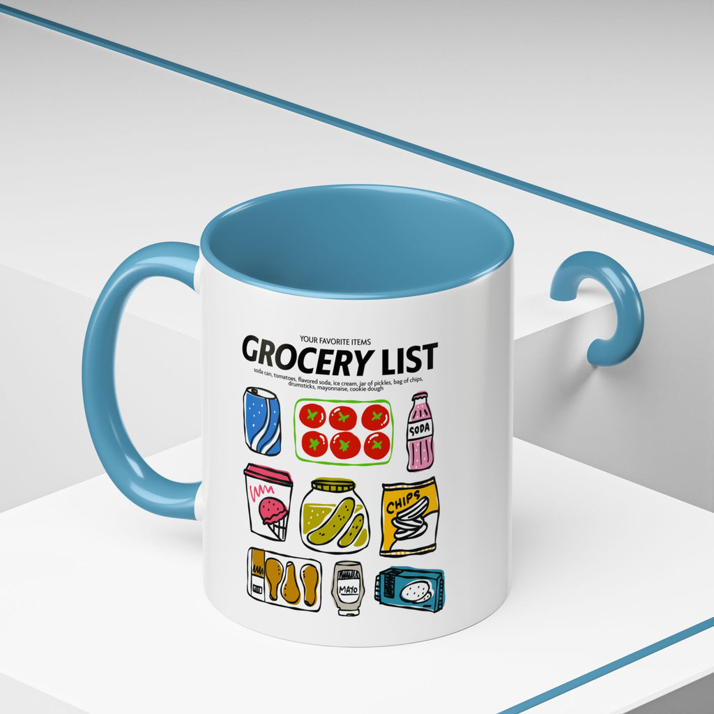 Grocery List Accent Coffee Mug – Funny Illustrated Pantry Icons