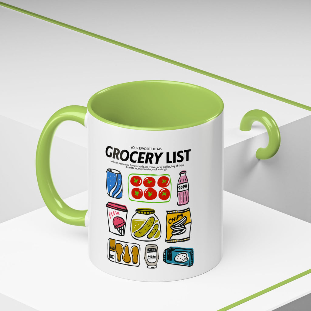 Grocery List Accent Coffee Mug – Funny Illustrated Pantry Icons