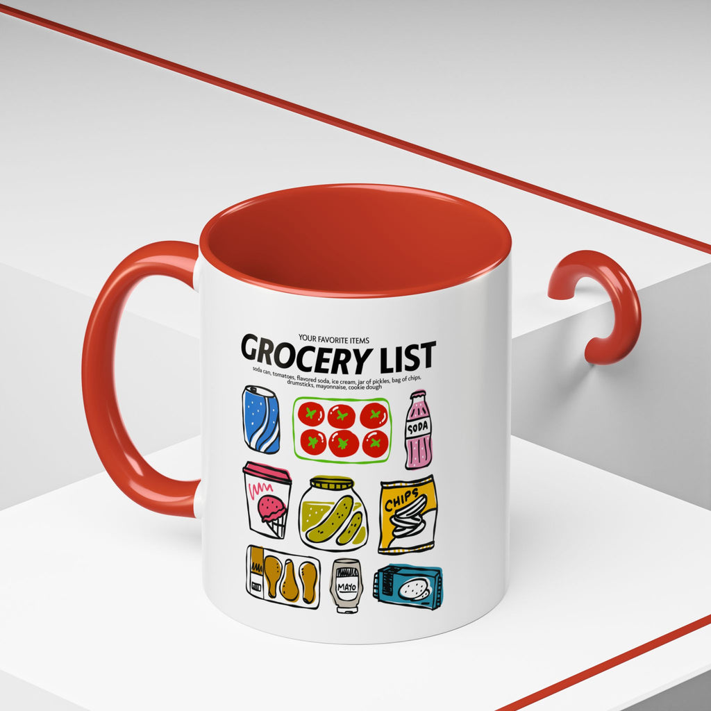 Grocery List Accent Coffee Mug – Funny Illustrated Pantry Icons