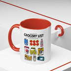 Grocery List Accent Coffee Mug – Funny Illustrated Pantry Icons