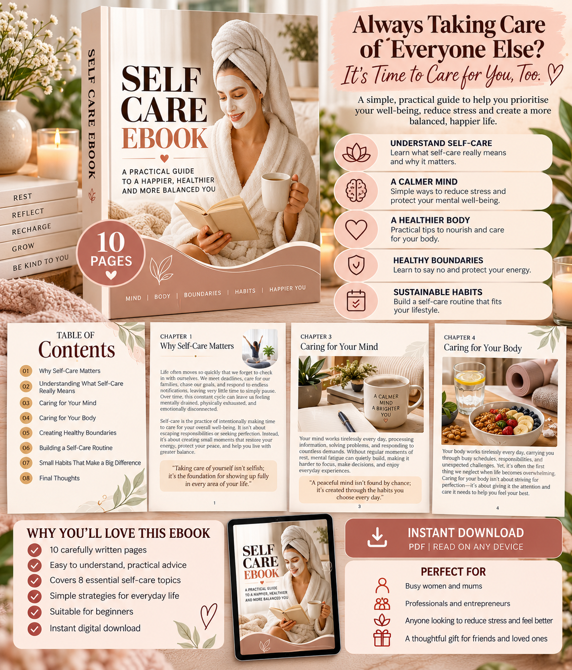 Self Care eBook | Daily Wellness, Boundaries & Healthy Habits