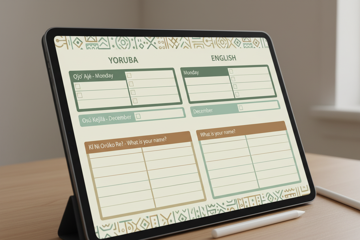 Yoruba Life Planner Printable | Daily Weekly Monthly Planner, Budget Tracker, Meal Planner, Goal Planner, Bilingual Yoruba and English Digital Download