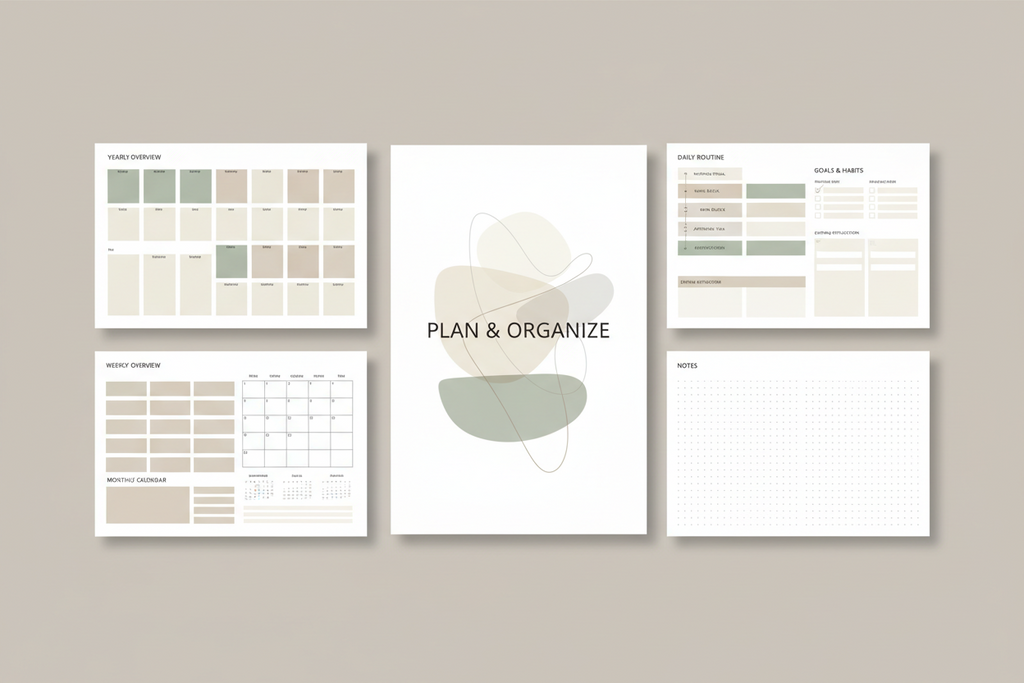 Productivity Planner Printable | Weekly Monthly Yearly Planner, Daily Routine Planner, Goal Setting, Minimalist Digital Planner, Instant Download
