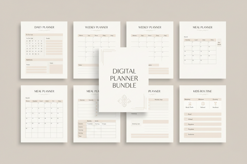Busy Mum Life Planner Printable | Ultimate Daily Weekly Monthly Planner, Meal Planner, Budget Tracker, Habit Tracker, Kids Routine, Digital Download