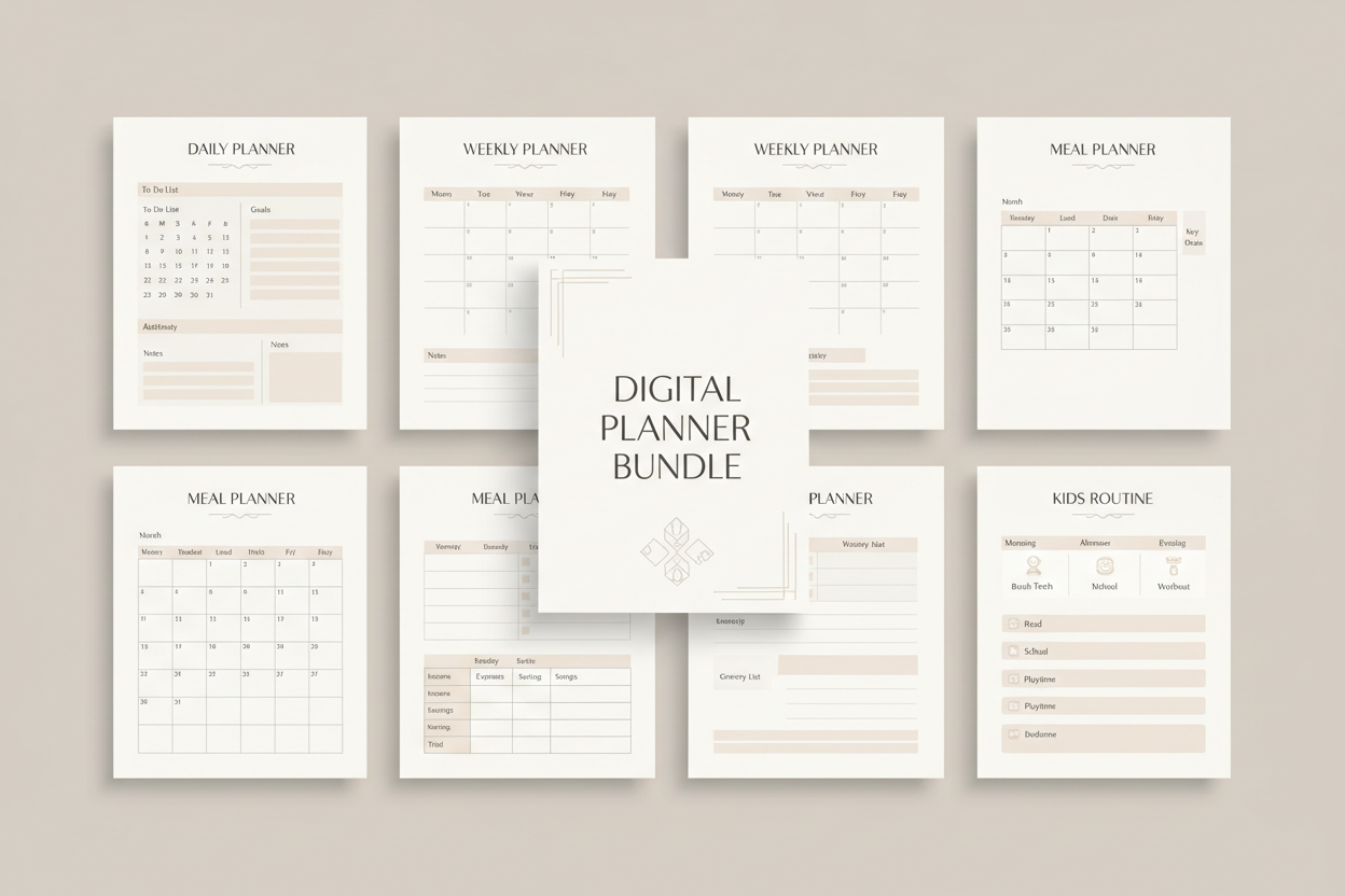 Busy Mum Life Planner Printable | Ultimate Daily Weekly Monthly Planner, Meal Planner, Budget Tracker, Habit Tracker, Kids Routine, Digital Download