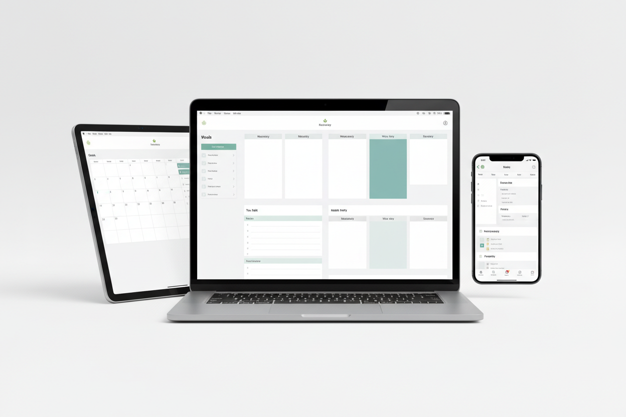 Productivity Planner Printable | Weekly Monthly Yearly Planner, Daily Routine Planner, Goal Setting, Minimalist Digital Planner, Instant Download