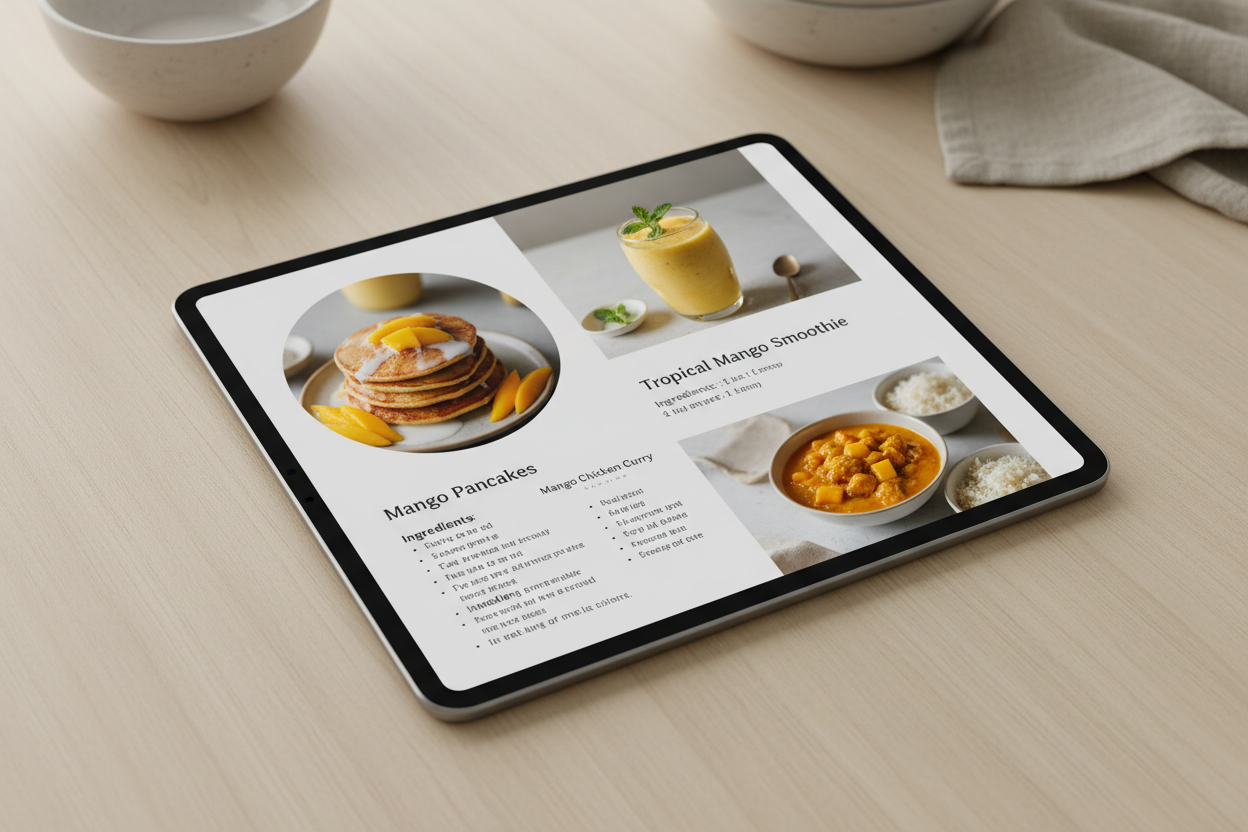 Simple Mango Recipes Cookbook | Easy Quick Meals, Smoothies, Desserts & Healthy Recipes for Busy Days Digital Download