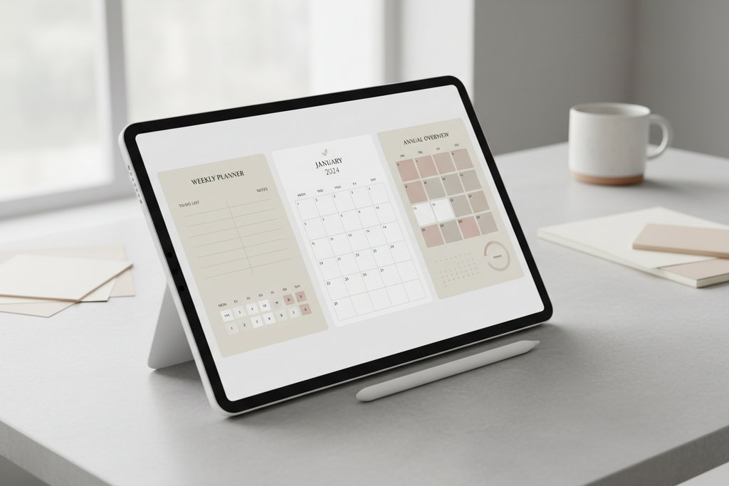 Productivity Planner Printable | Weekly Monthly Yearly Planner, Daily Routine Planner, Goal Setting, Minimalist Digital Planner, Instant Download