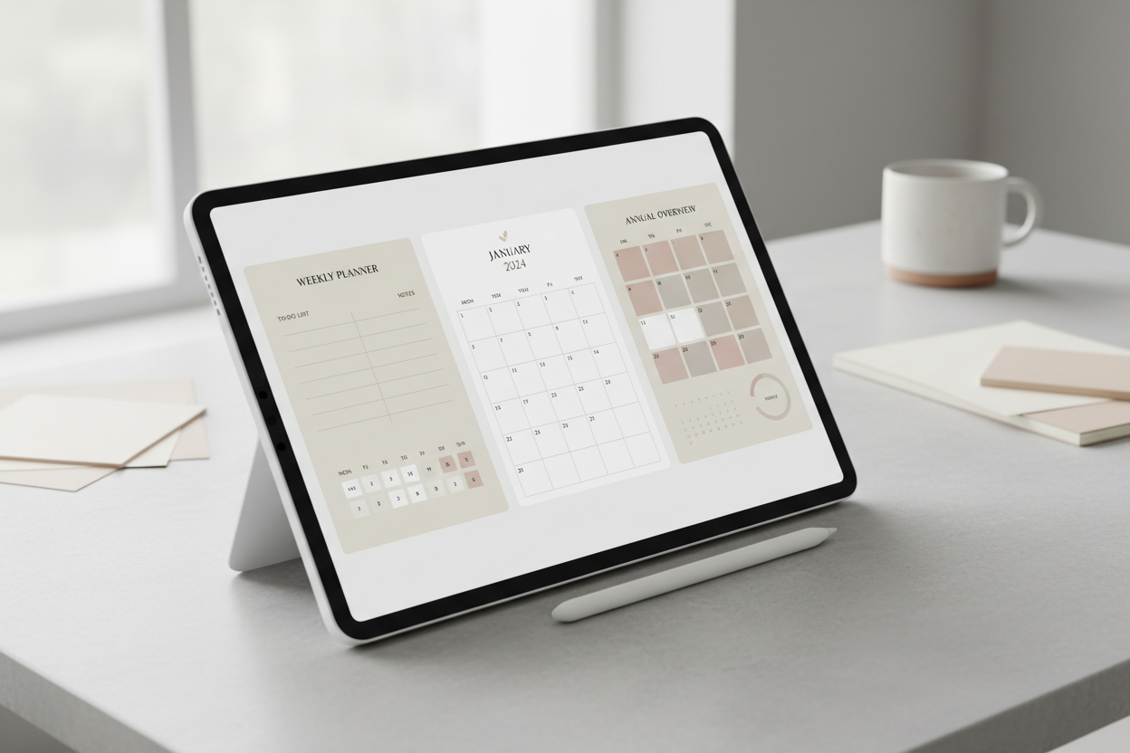 Productivity Planner Printable | Weekly Monthly Yearly Planner, Daily Routine Planner, Goal Setting, Minimalist Digital Planner, Instant Download